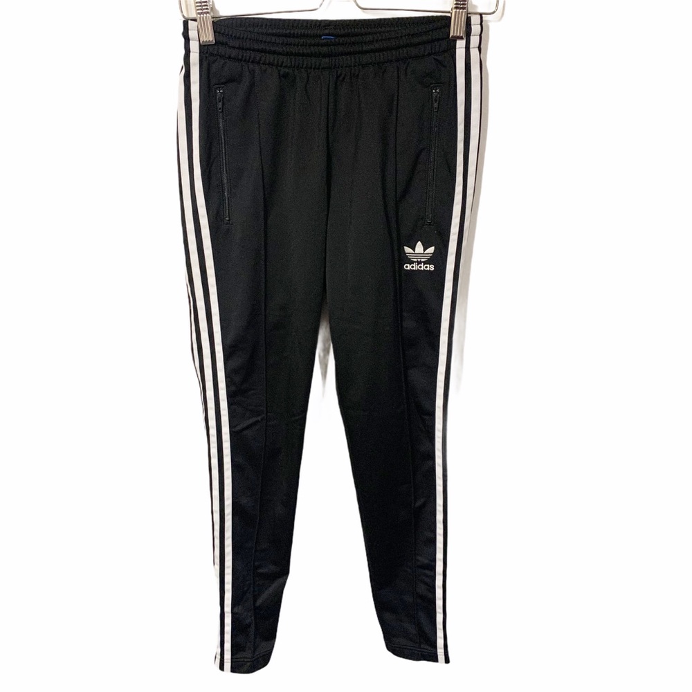 Adidas Womens Size XS Black Skinny 3 Stripe Track Pant